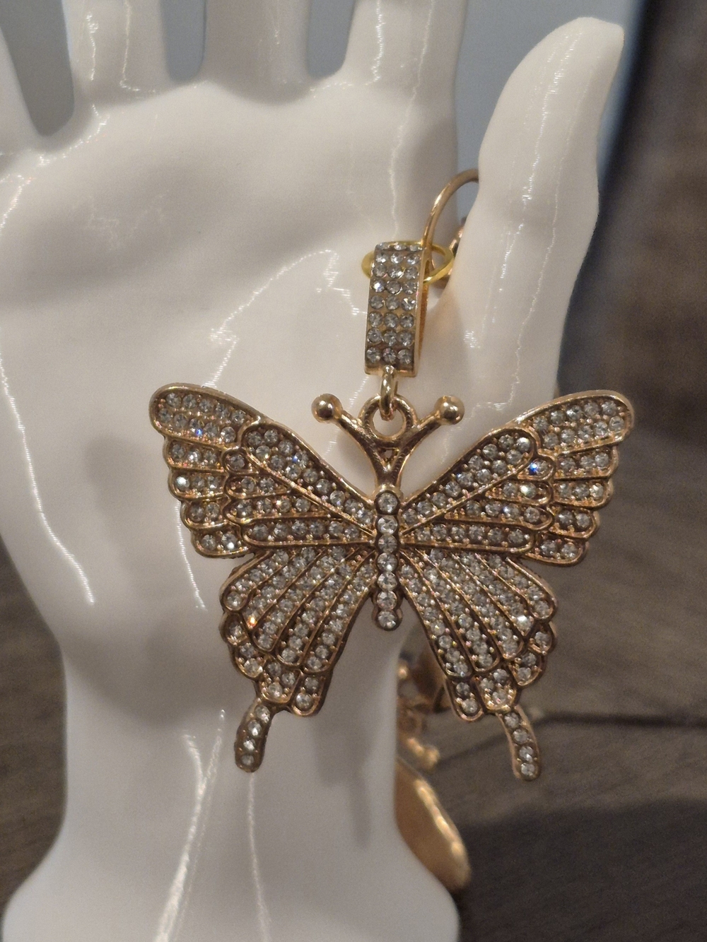 Rhinestone Butterfly Keychain - Gold Butterfly Bag Charm